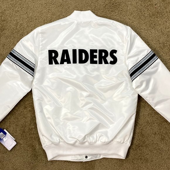 LAS VEGAS RAIDERS Starter WHITE Jacket M L XL 2X - Picture 2 of 9